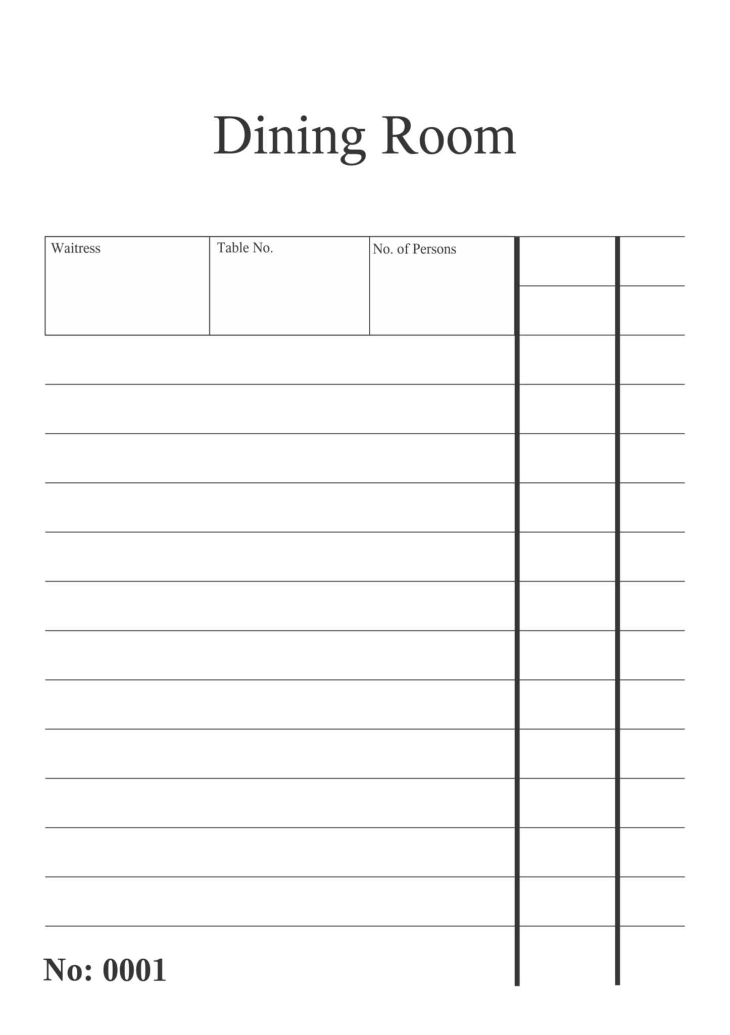 Restaurant Dining Room Book