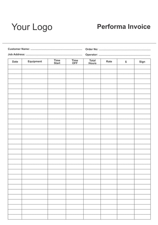 Equipment Hire Charge Book