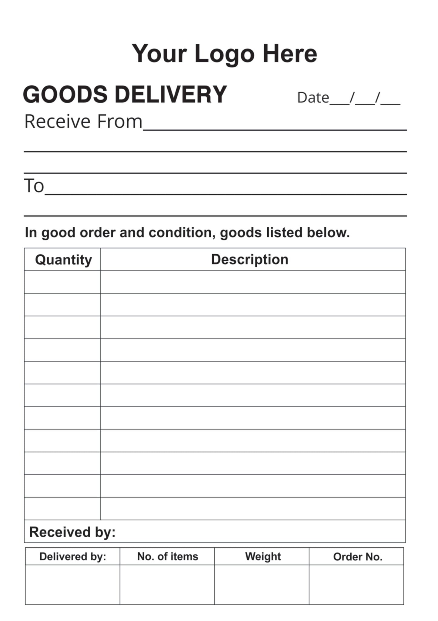Goods Delivery Book