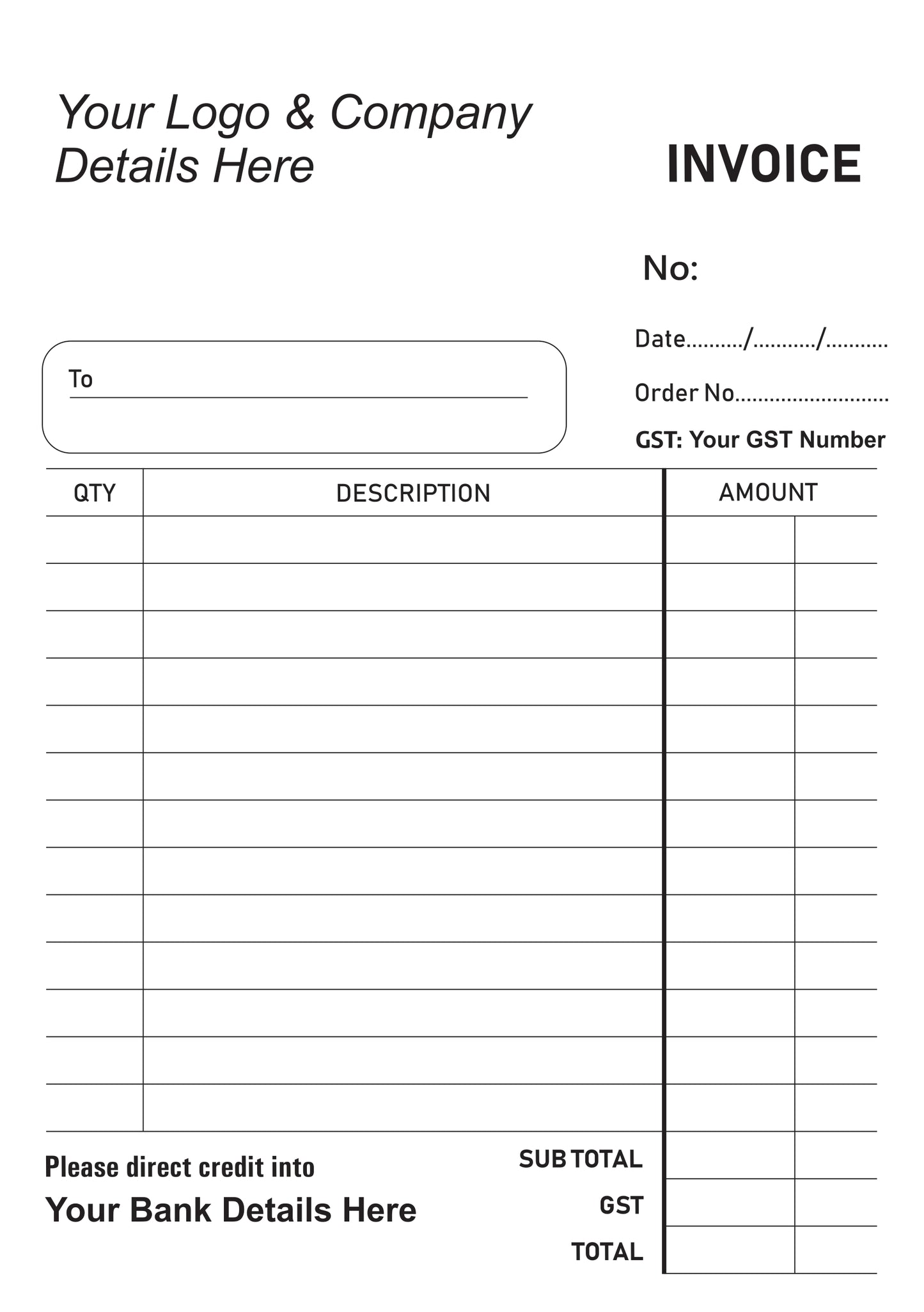 Custom NCR Invoice Books – Duplicate & Triplicate Options