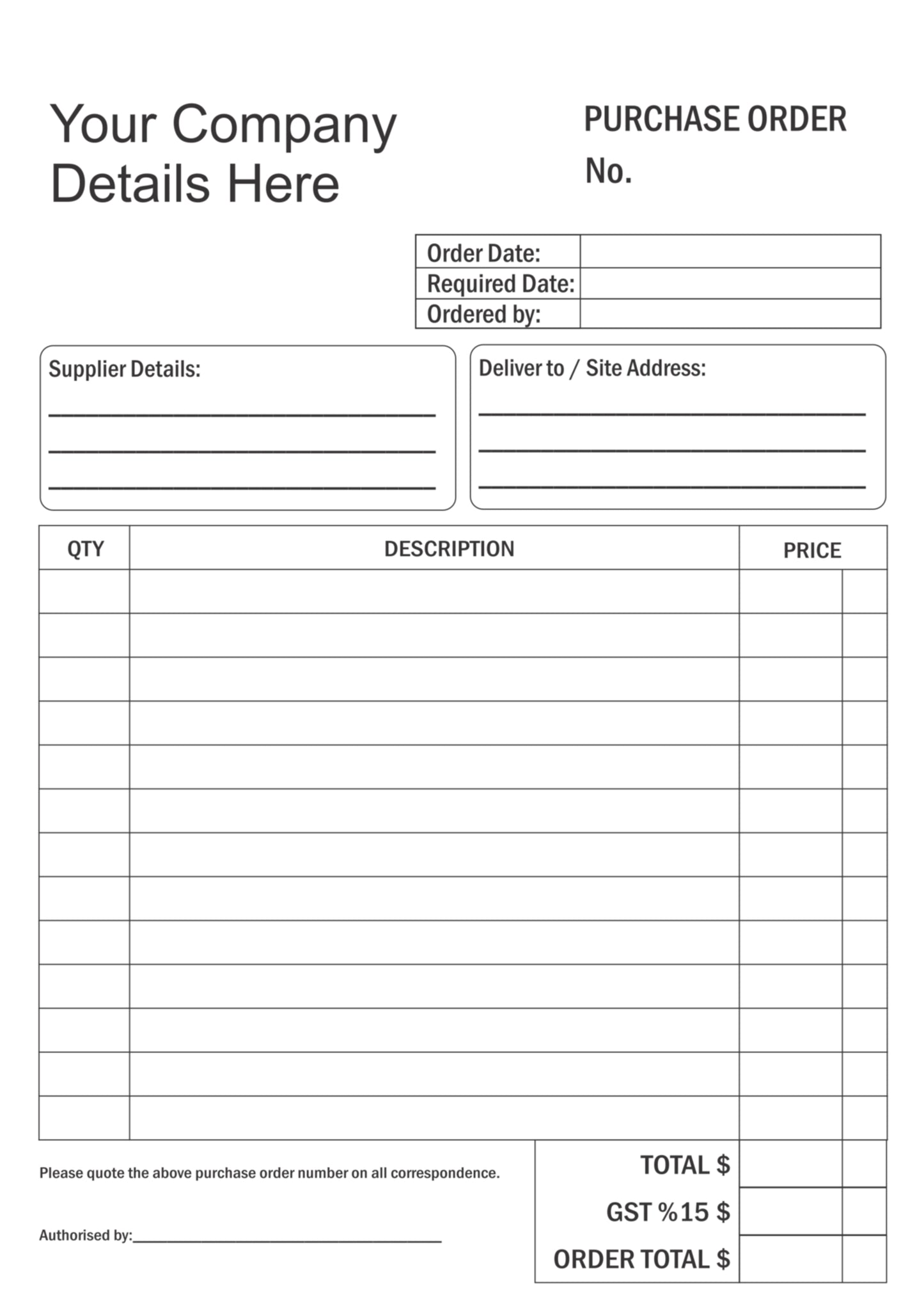 Purchase Order Book