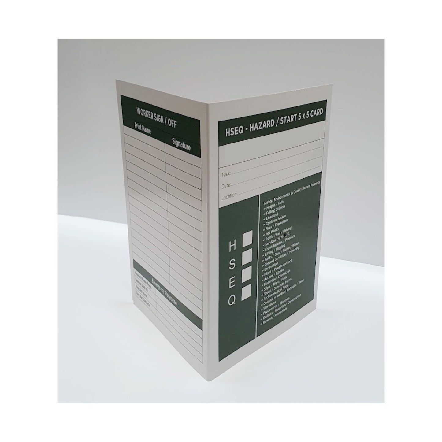 HSEQ Hazard Start 5 x 5 Card – Safety Planning Tool