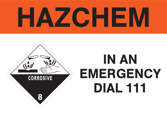 Hazchem Corrosive 8 Warning Sign