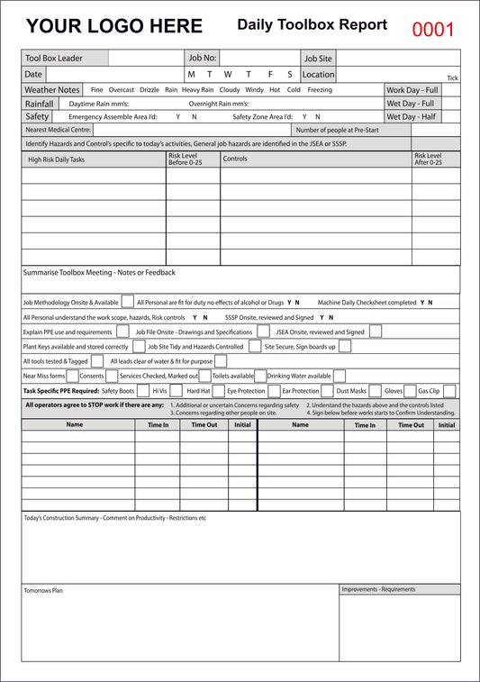 Daily Toolbox Report Book