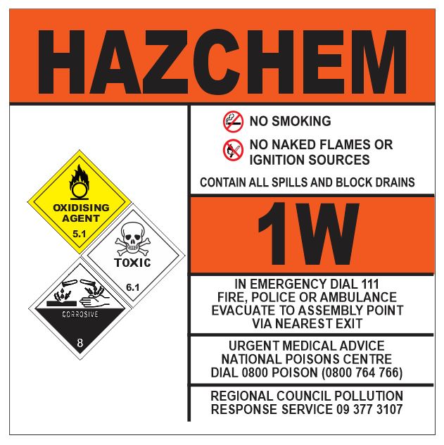 Hazchem 1W Sign – Durable Safety Sign for Hazardous Materials