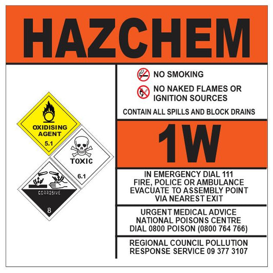 Hazchem 1W Sign – Durable Safety Sign for Hazardous Materials