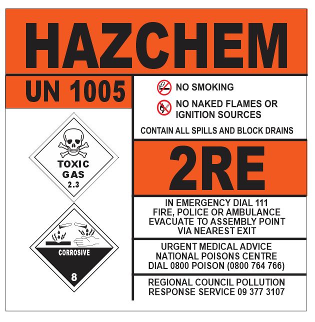 Hazchem UN1005 2RE Signage – Durable & Customizable