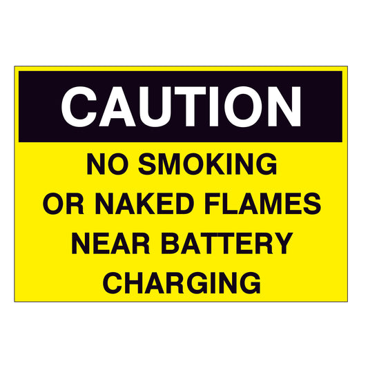 Caution No Smoking or Naked Flames near Battery Charging Sign