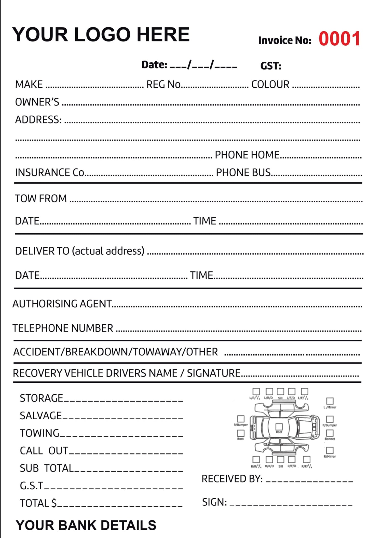 Towing Record Docket Books