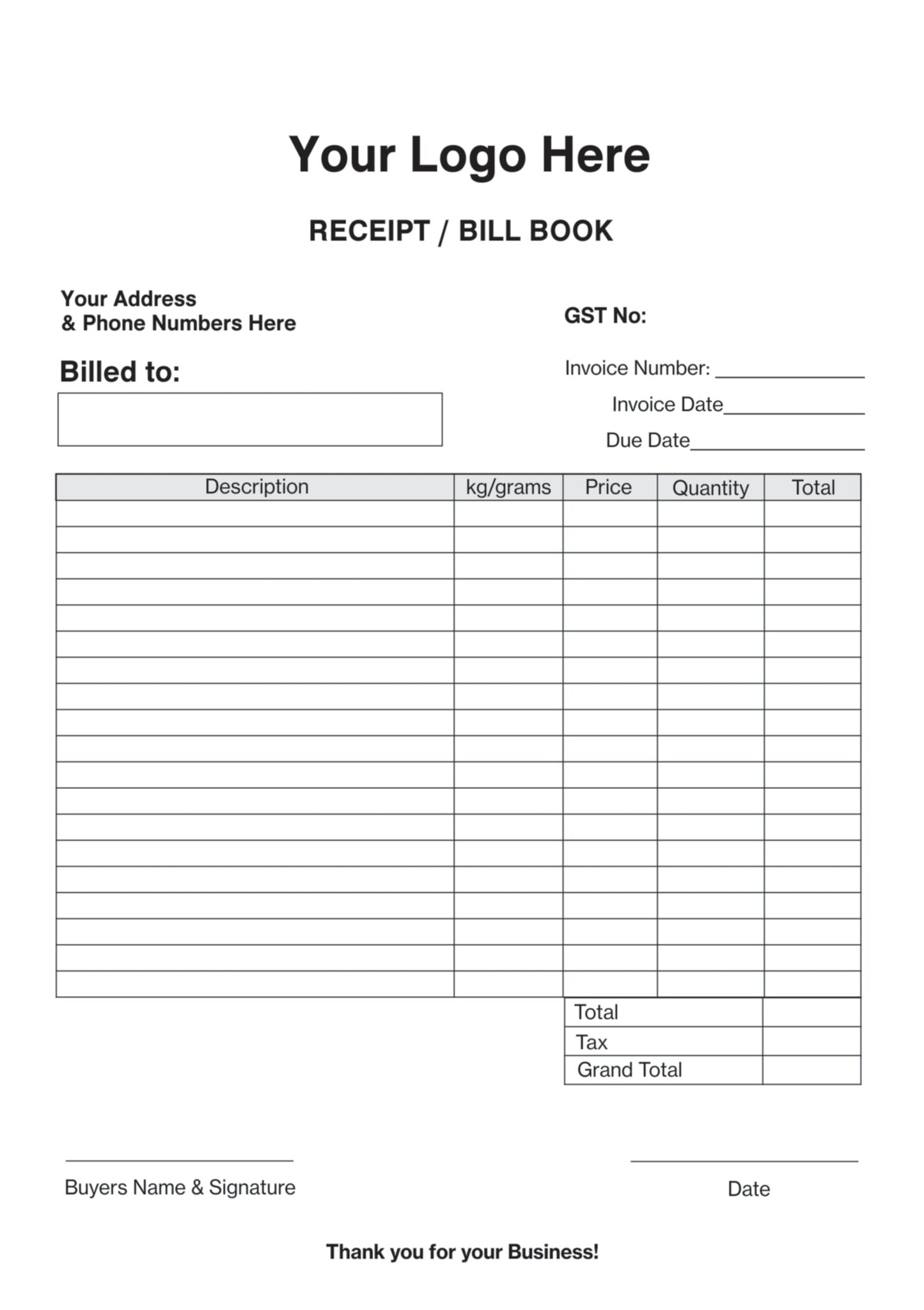 Receipt Book
