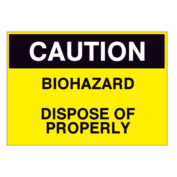 Caution Biohazard Dispose of Properly