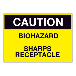 Caution Biohazard Sharps Receptacle