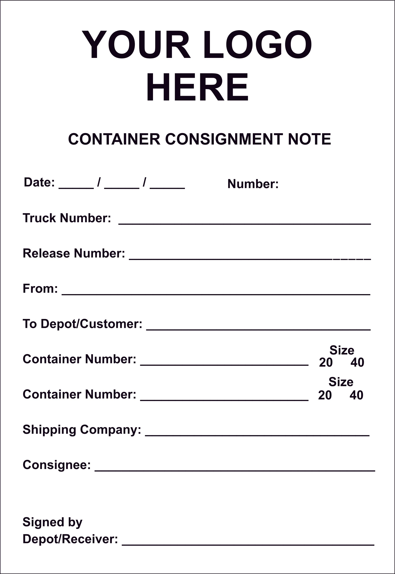 Container Cartage Consignment Note Book – Online NZ Signs