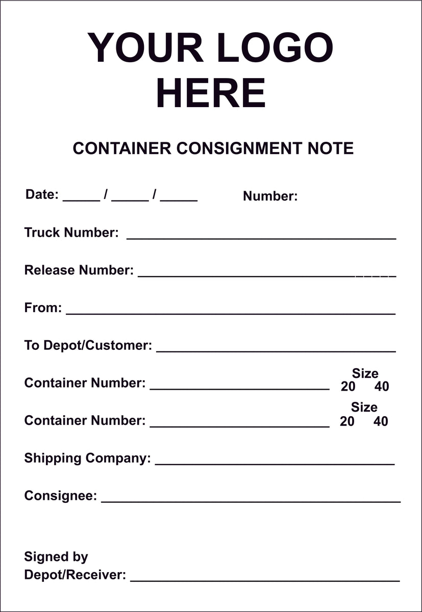 Container Cartage Consignment Note Book – Online NZ Signs