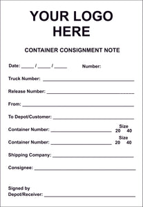 Container Cartage Consignment Note Book