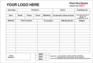 Earthworks Hire Docket Book