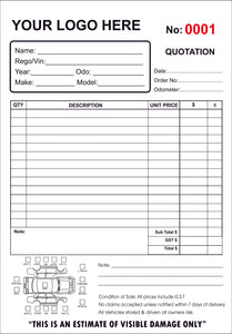 Custom Panel Beating Quotation Book Type 2