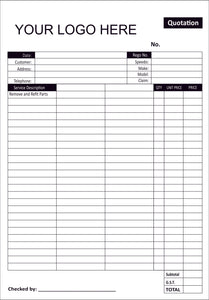 Custom Panel Beating Quotation Book