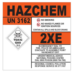 Hazchem UN3162 2XE Sign