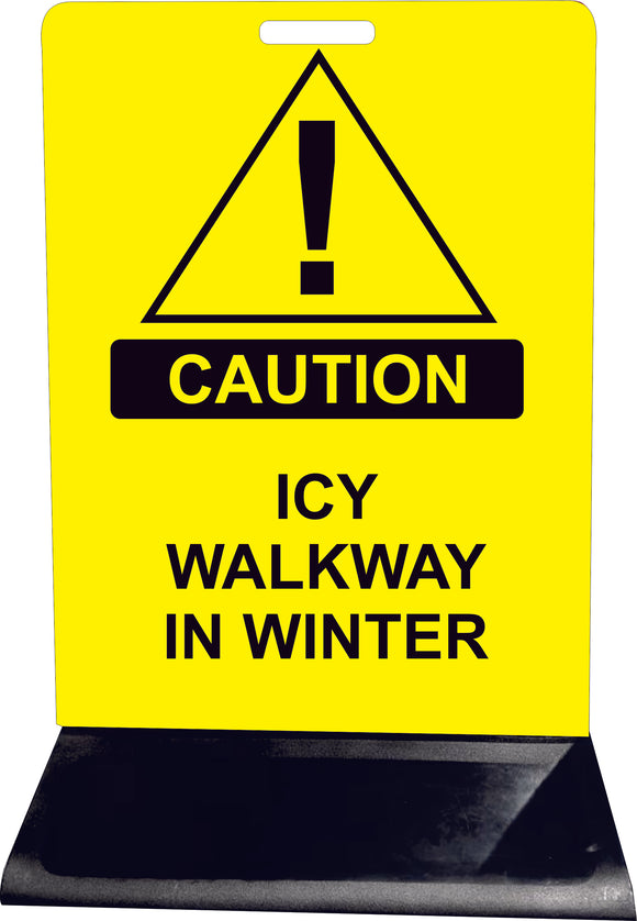 Icy Walkway in Winter Footpath Sign