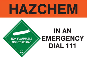 Hazchem Non-Flammable Non-Toxic Gas