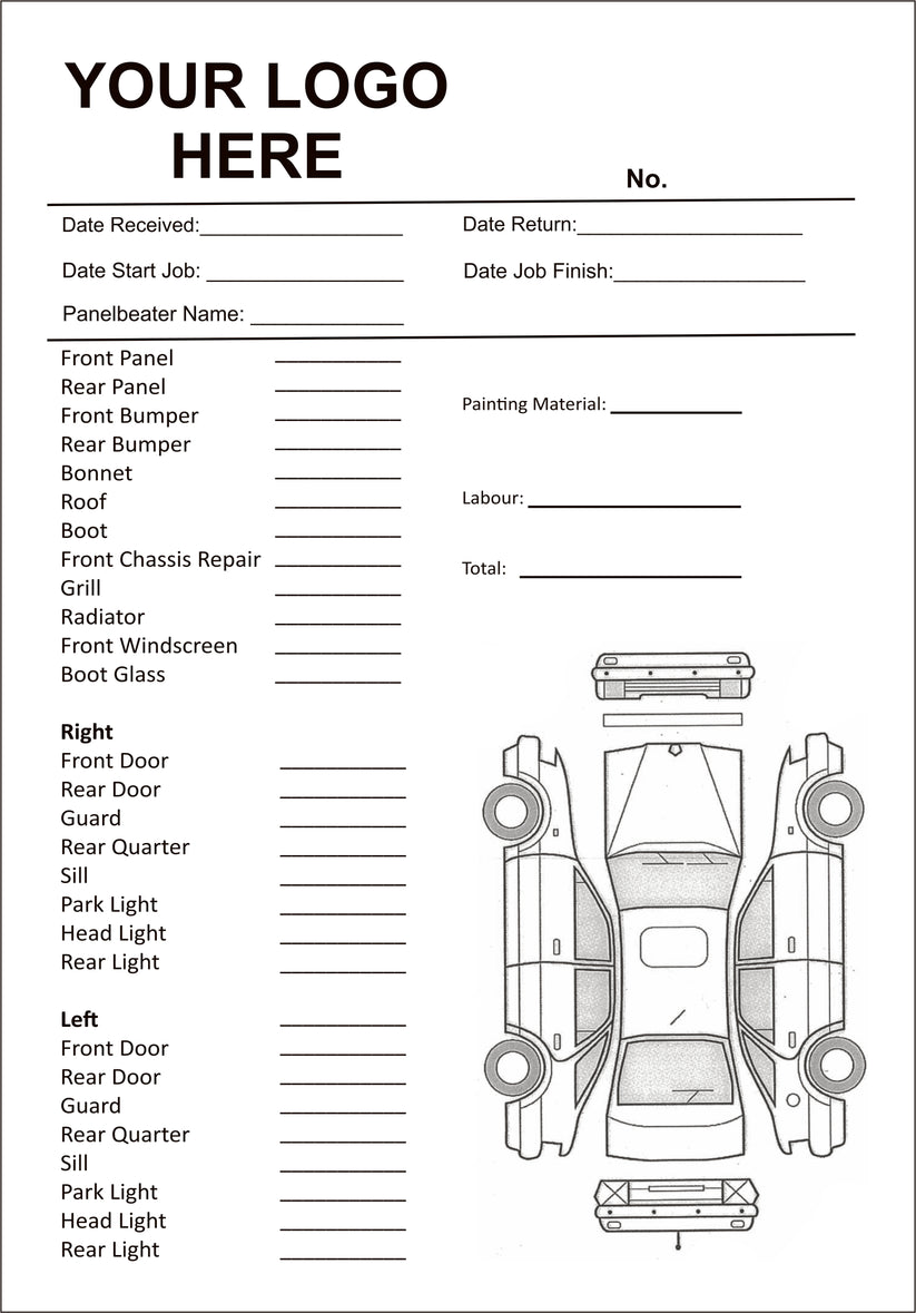 Panel Beating Pdf Custom Panel Beating Quotation Books with Vehicle Diagram – Online NZ Signs