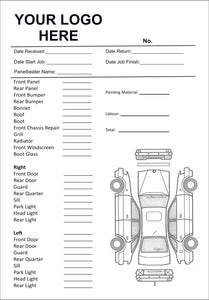 Custom Panel Beating Quotation Books with Vehicle Diagram