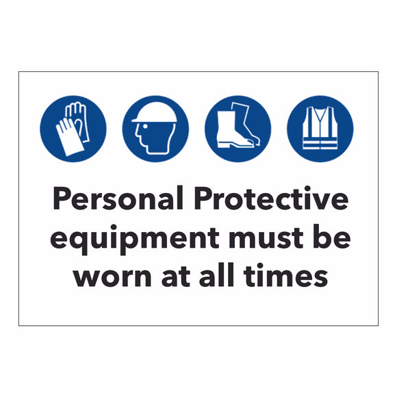 Personal Protective equipment must be worn at all times