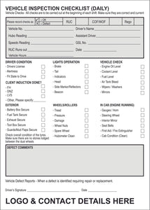 Vehicle or Truck Daily Inspection Checklist